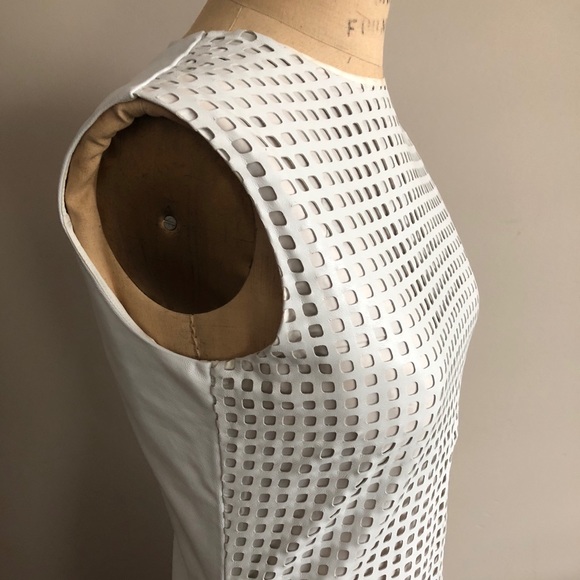 RAOUL perforated Genuine Leather white shift dress - Picture 5 of 8